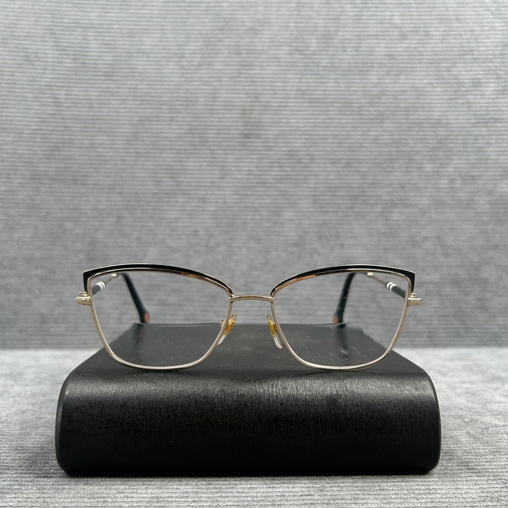 Carolina Herrera Cat Eye Y2k Eyeglasses Gold Black Metal Frame CH Logo